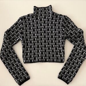 Zara Black and White Turtleneck Sweater